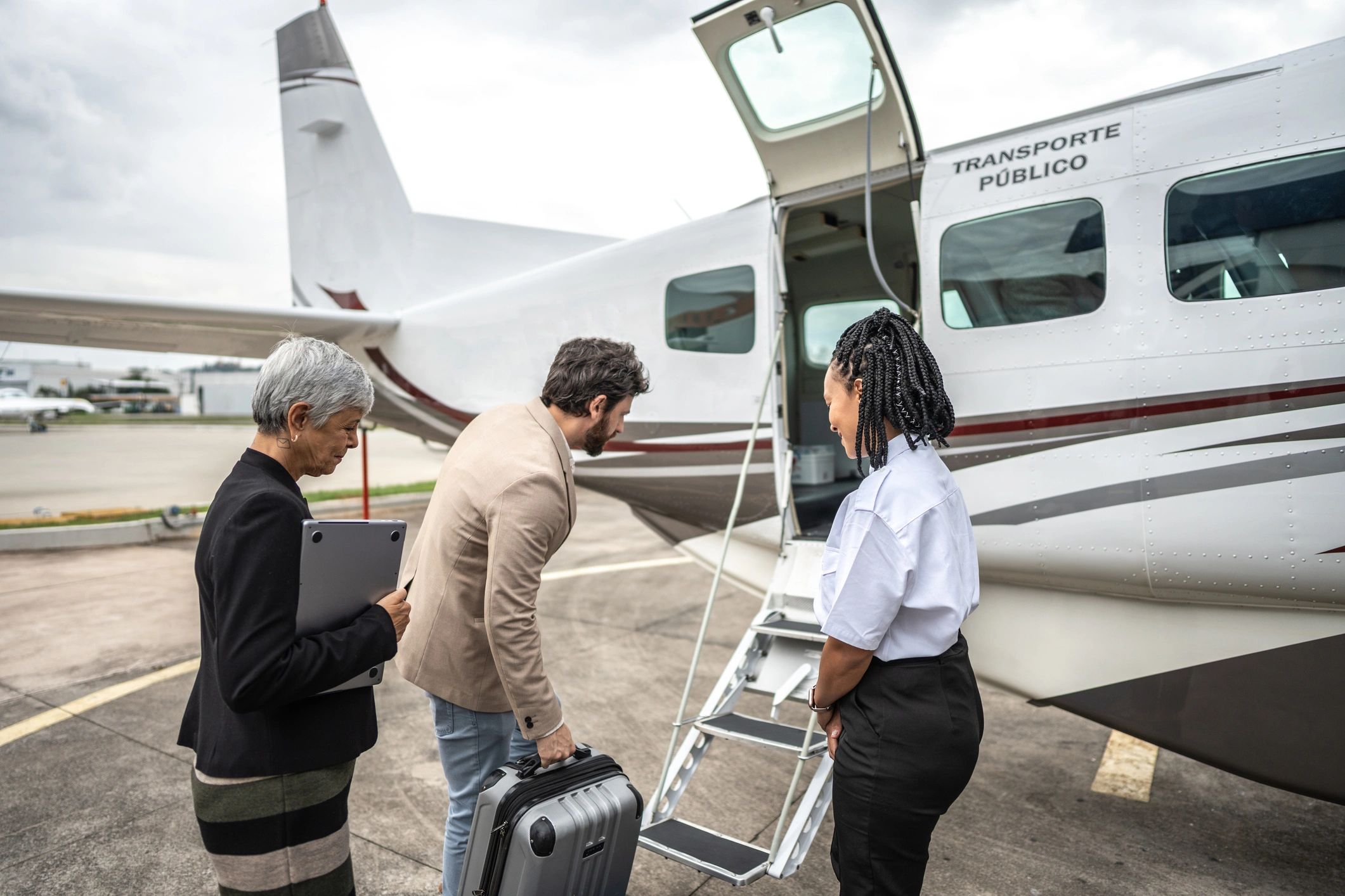 Passengers boarding an aircraft