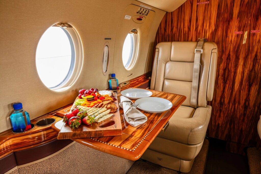 Cheese and Fruit Awaiting Passengers on Private Jet